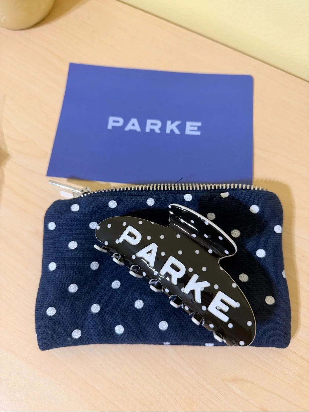 PARKE Black White Polka Dot Claw Clip - Brand New